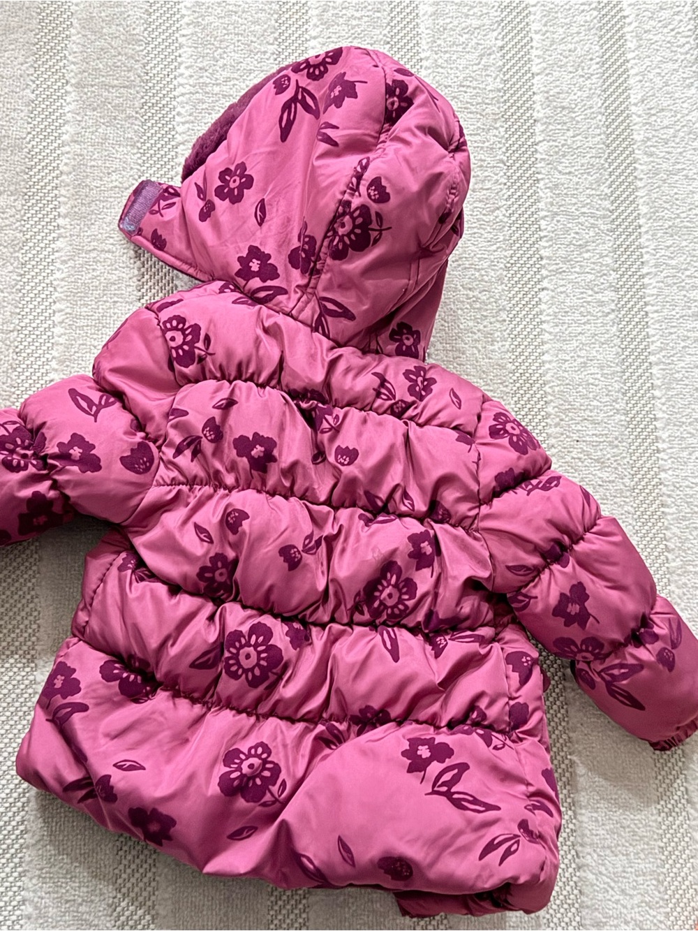 Kensie Girls' Pink Floral Puffer Coat with Hood
